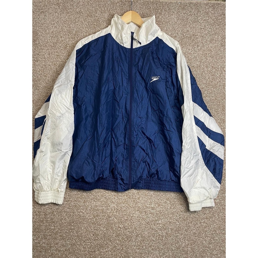 Speedo Windbreaker Vintage 90s 80s Men's XL Retro Tracksuit Jacket Teal Blue